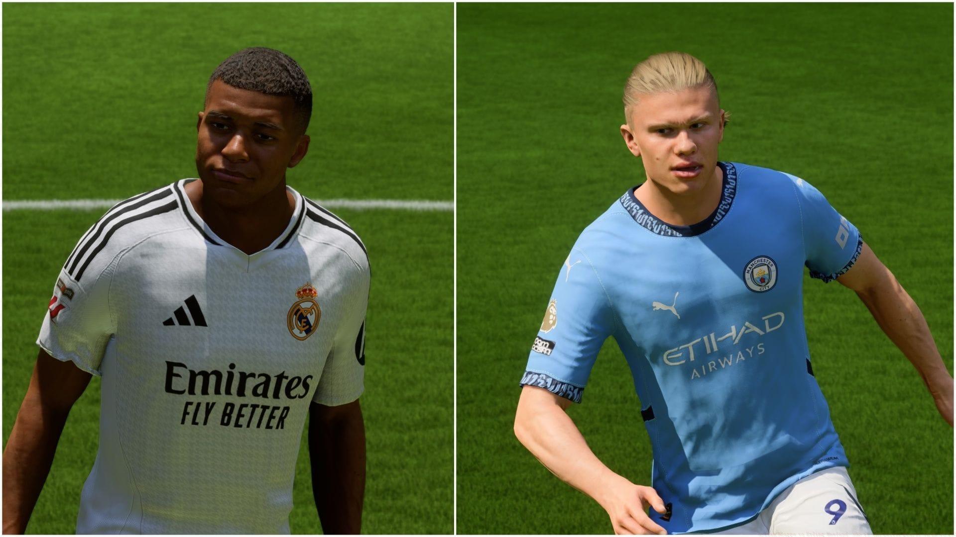 Mbappe vs Haaland (Images via EA Sports/Sportskeeda Gaming)
