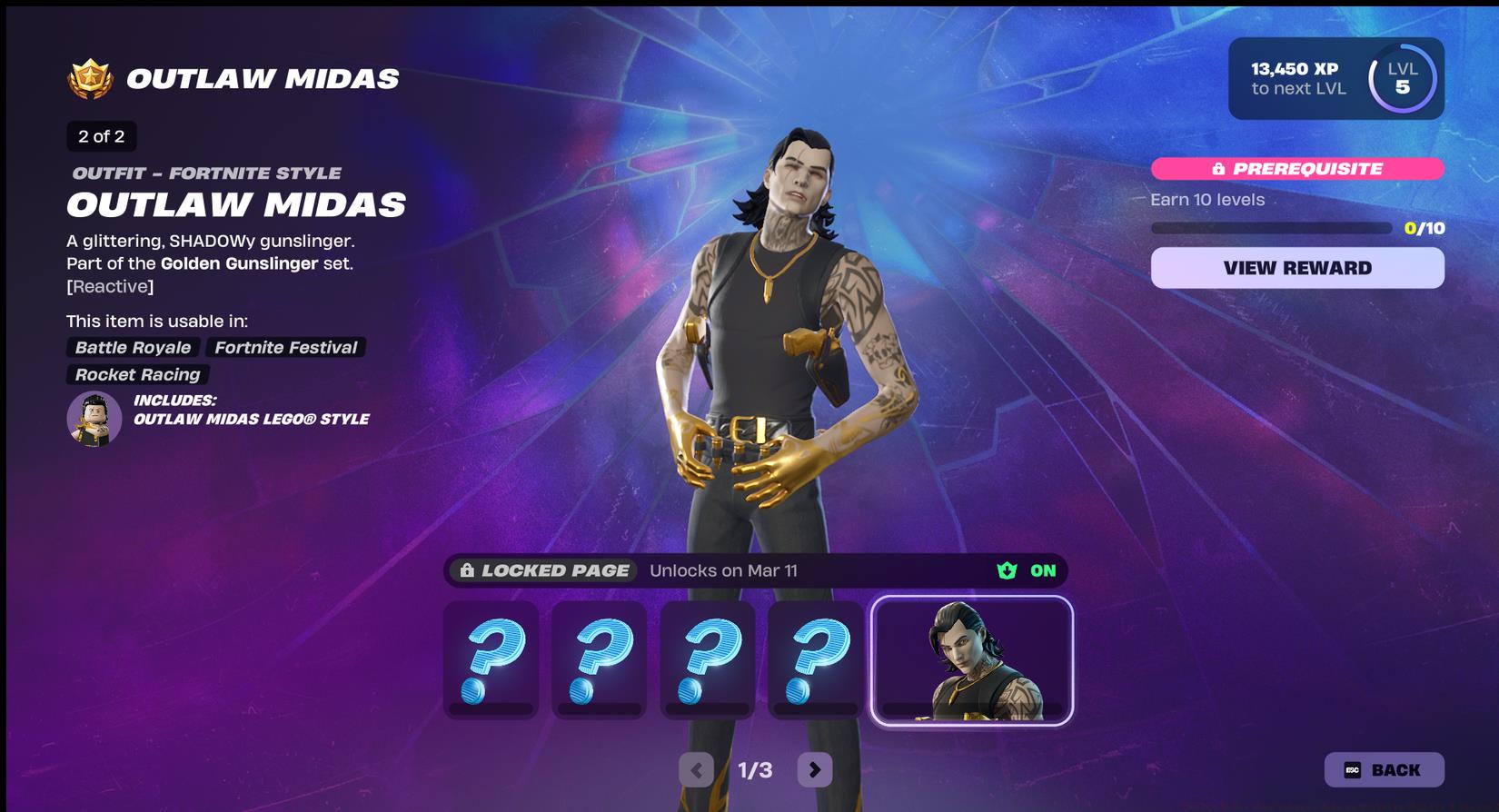 Outlaw Midas skin release date in Fortnite Chapter 6 Season 2