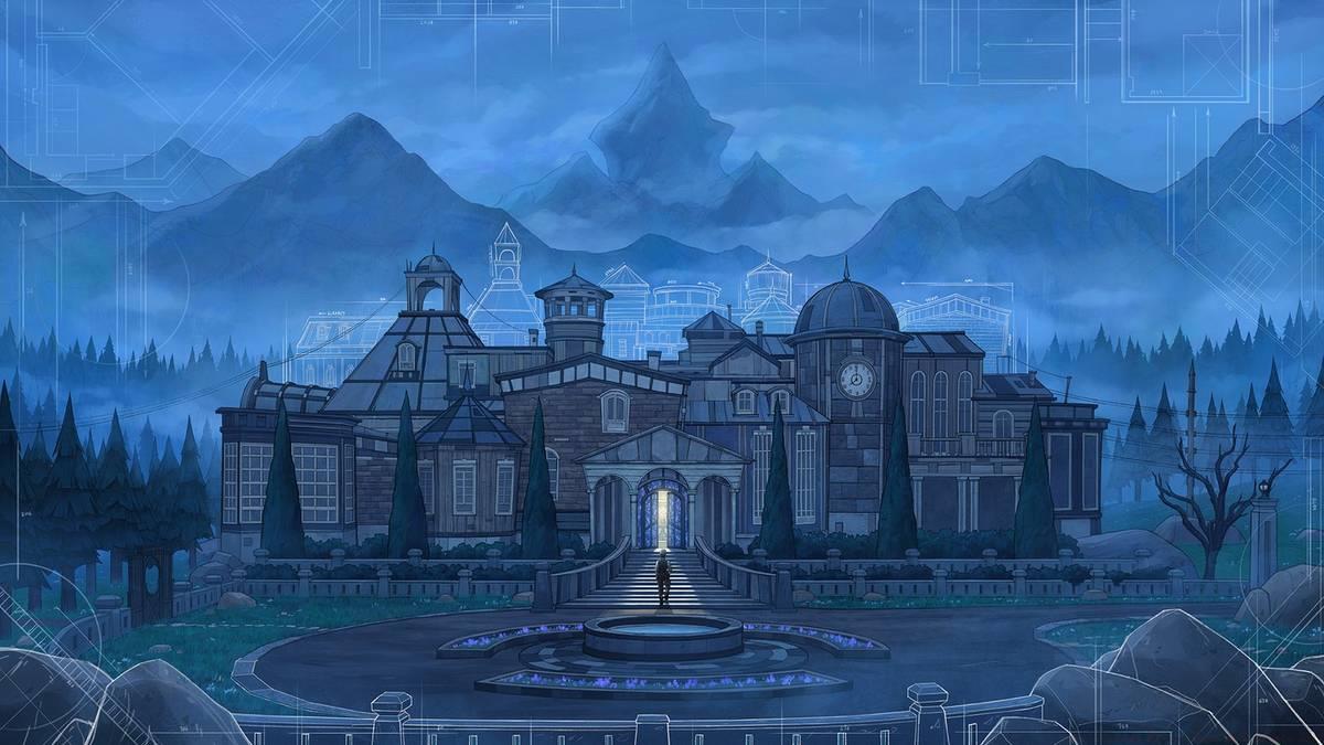 An image of the Mt. Holly mansion in Blue Prince.