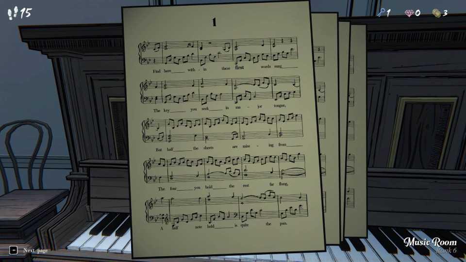 Sheet music page 1 found in the Music Room of Blue Prince.