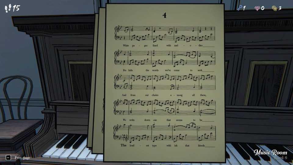 Music Sheet 4 found in the Music Room in Blue Prince.