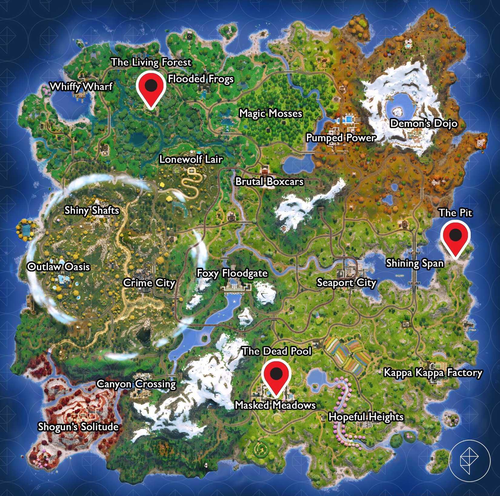 Where to find Living Forest, The Pit, and Dead Pool locations in Fortnite