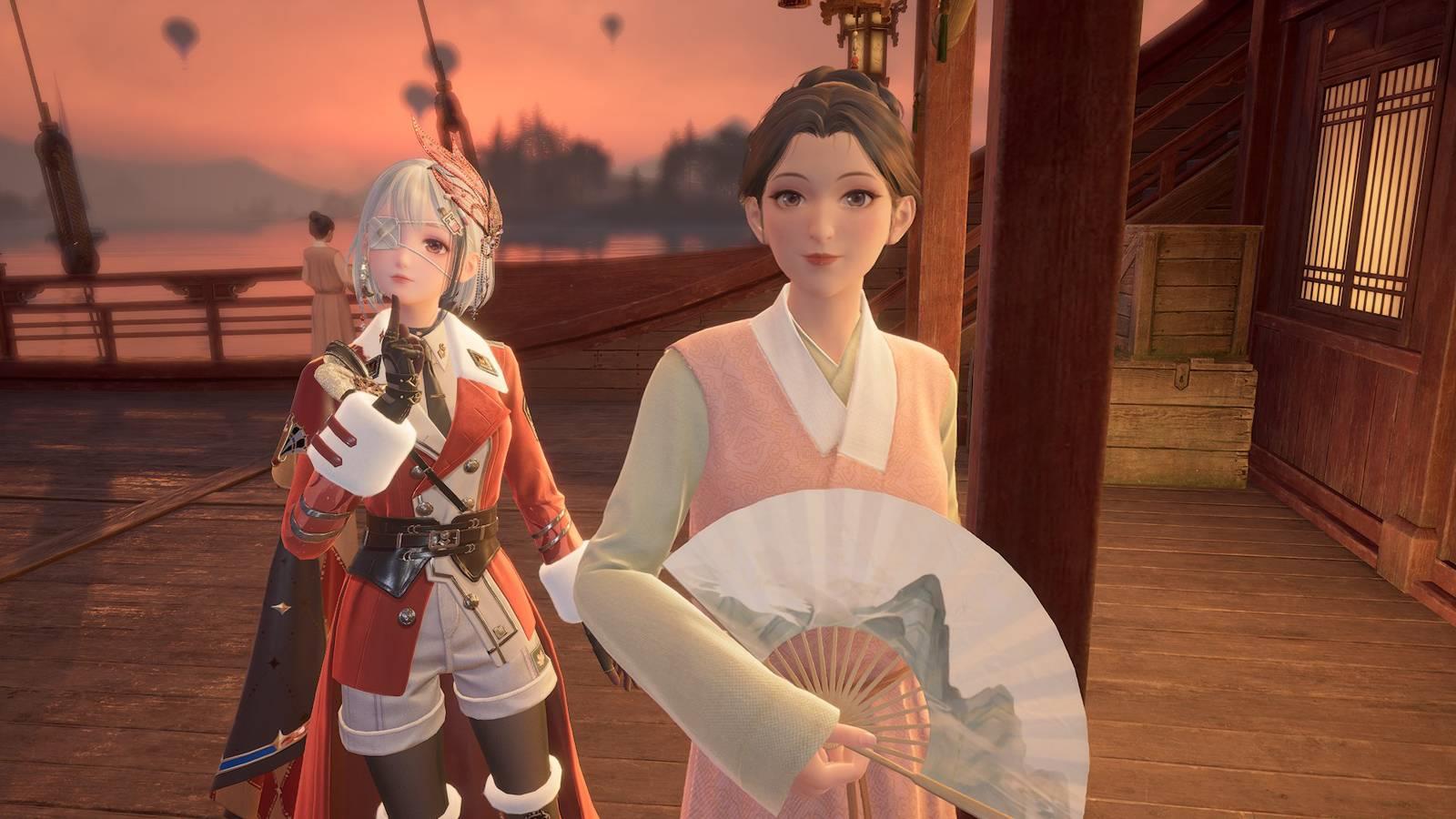 Nikki posing with Qiao He in Infinity Nikki.