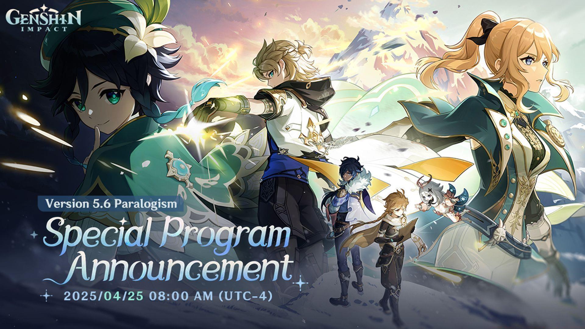 HoYoverse has revealed the Genshin Impact 5.6 livestream timings (Image via HoYoverse)