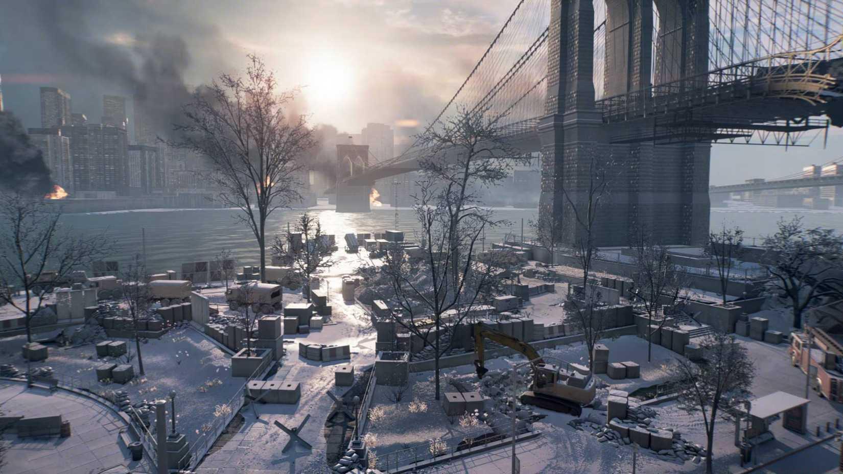 The Empire State map in Battlefield 6 frozen over with ice everywhere.