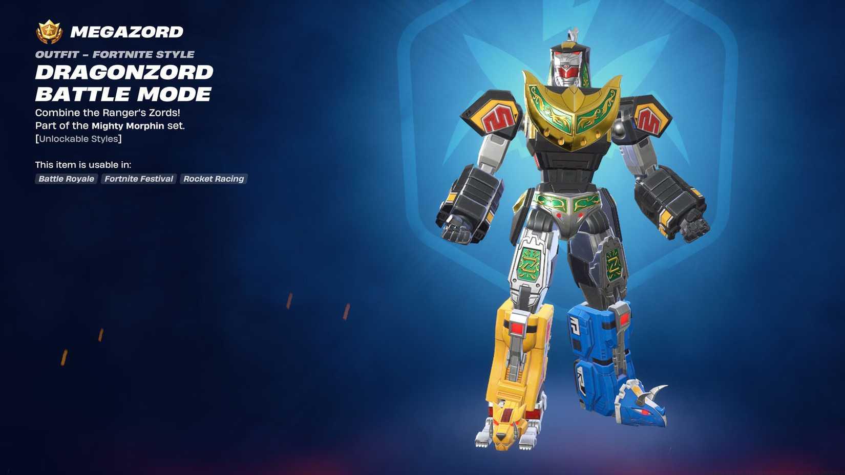 Dragonzord Battle Mode skin from Fortnite Chapter 6 Season 4.