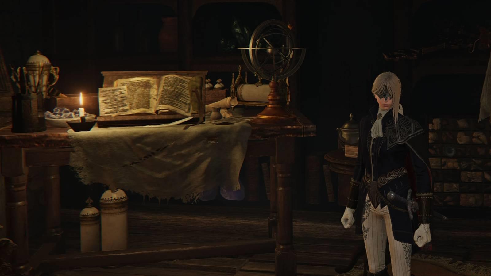 An Elden Ring Nightreign screenshot showing the Duchess beside the Journal where you enter the Realm of Remembrances