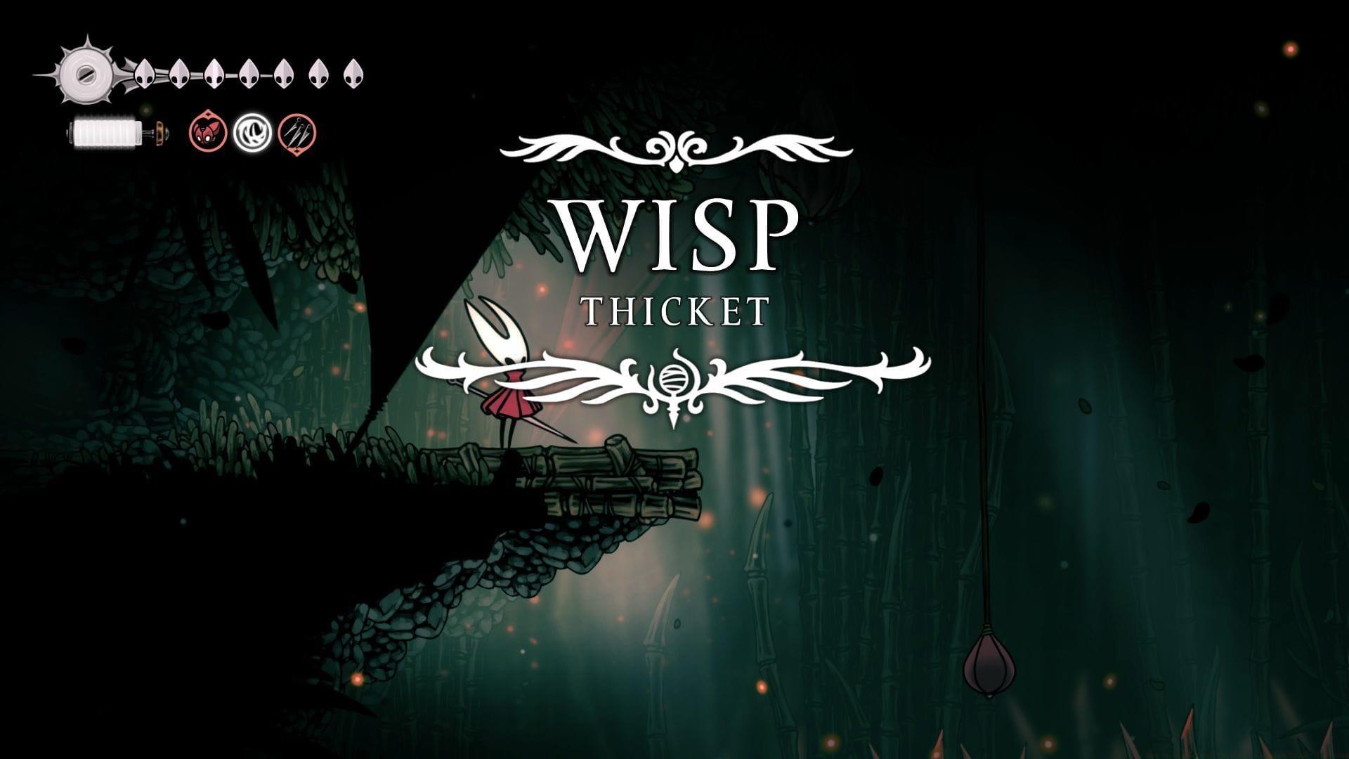Entering Wisp Thicket for the first time in Hollow Knight Silksong.