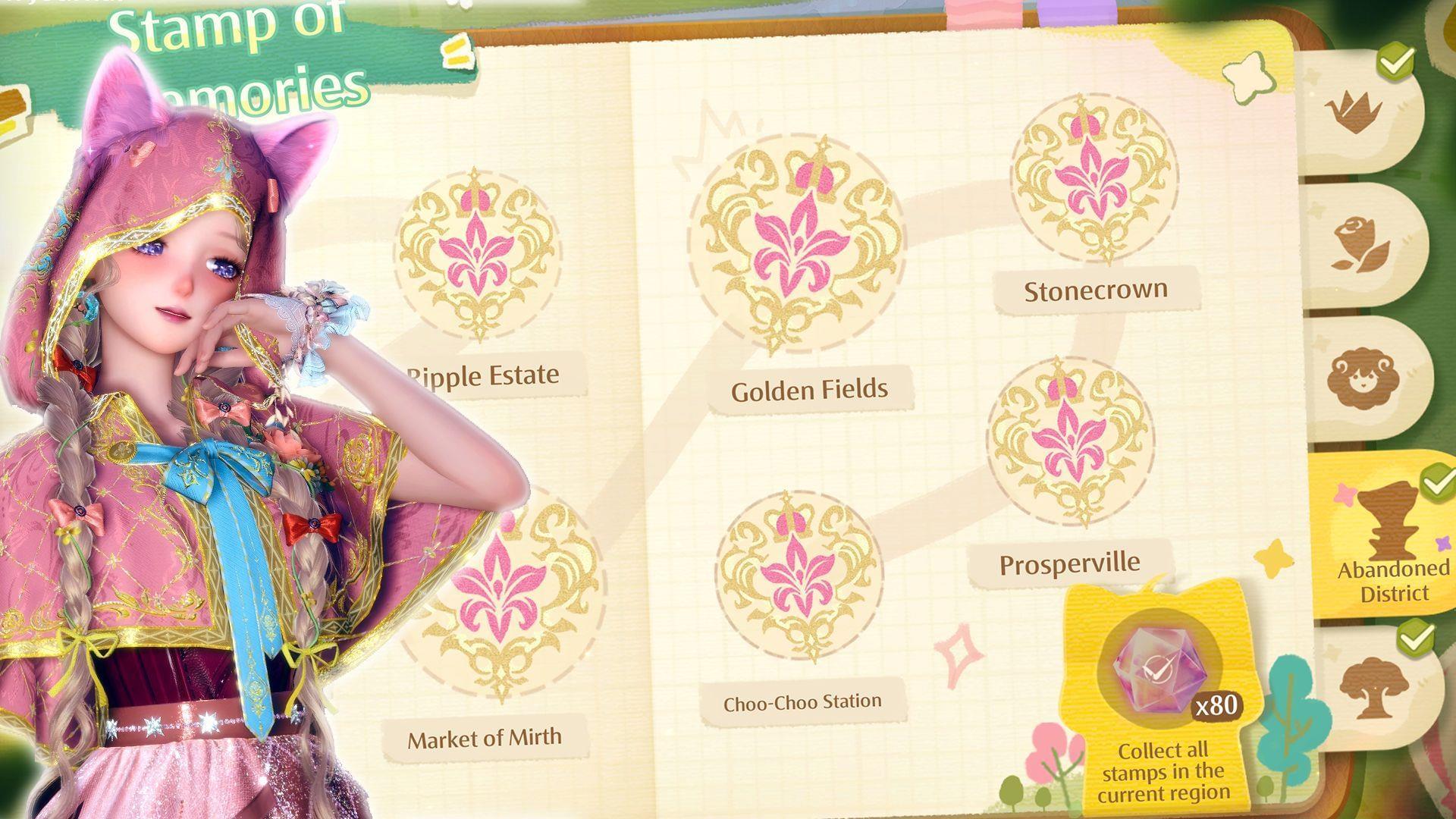 Locations of all Abandoned District event sites in the Stamp of Memories event (Image via Sportskeeda Gaming/Infold Games)