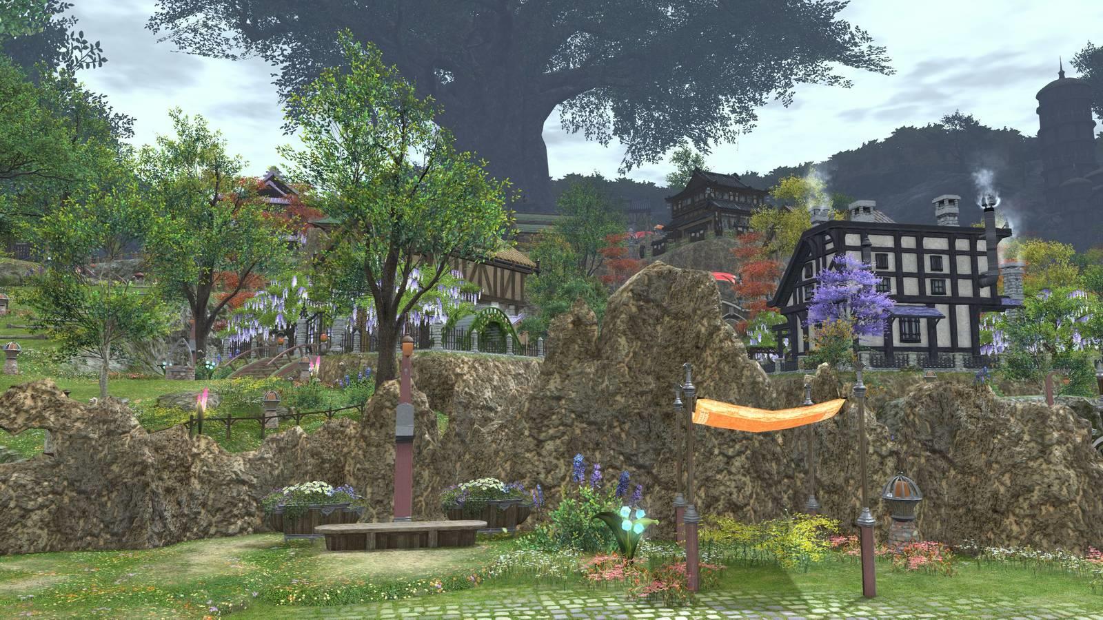 The Lavender Beds housing district in FFXIV