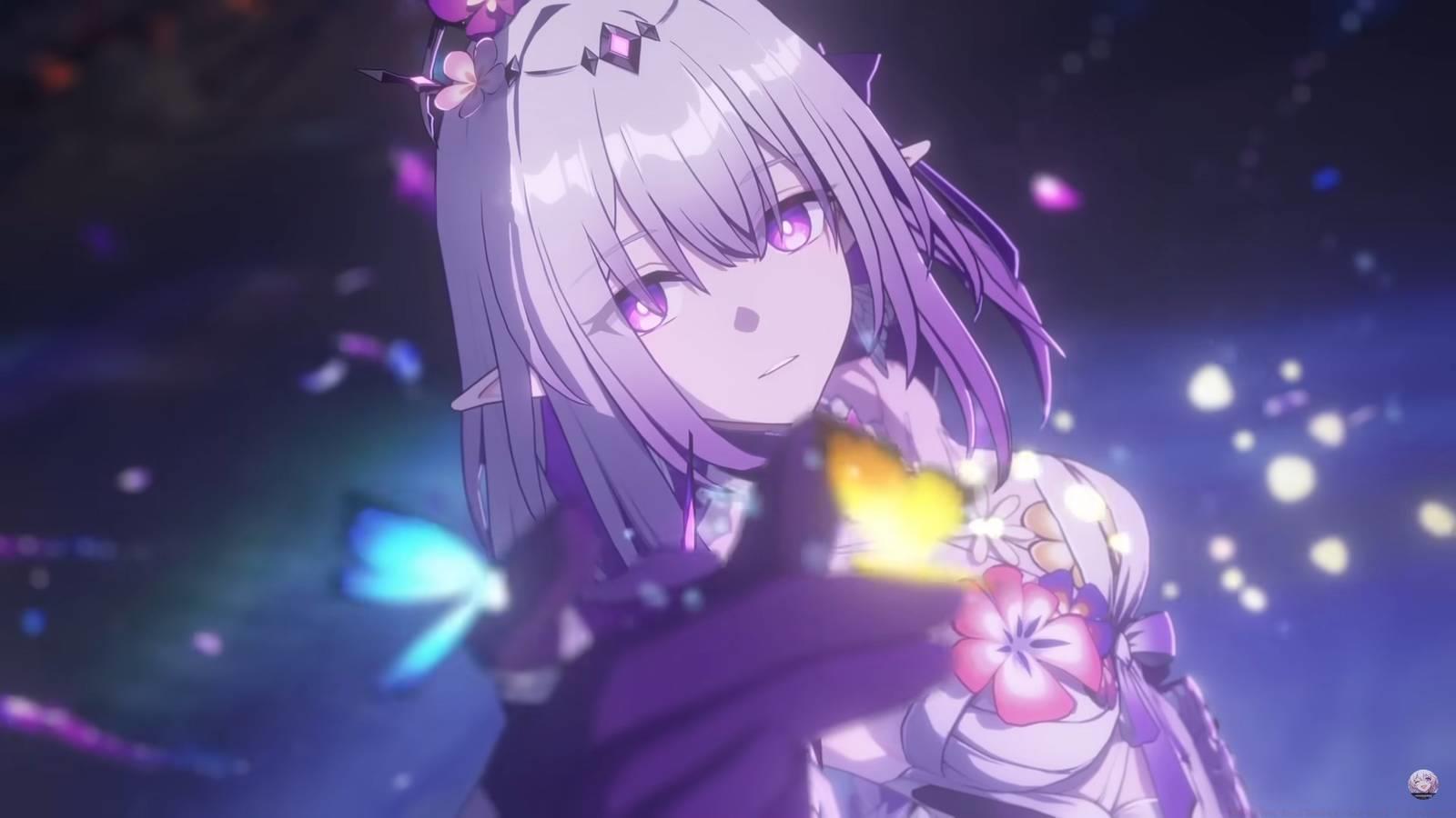 Castorice reaches for a butterfly in Honkai: Star Rail