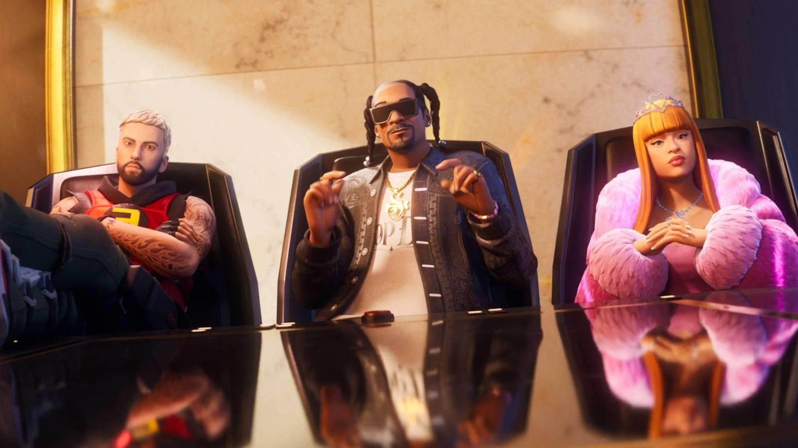 Eminem, Snoop Dogg, and Ice Spice in Fortnite Remix