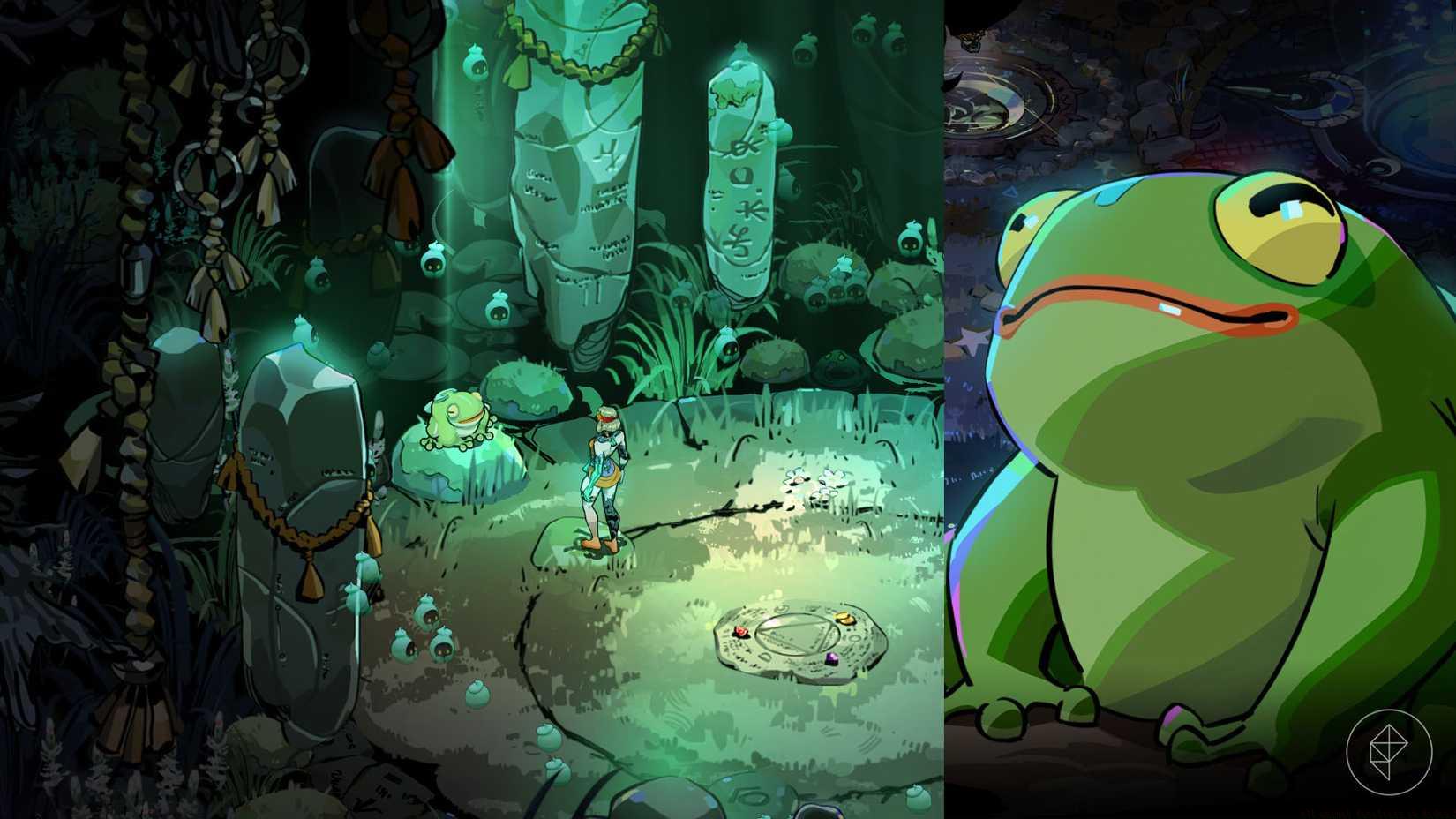 Frino the frog in the Crossroads in Hades 2.