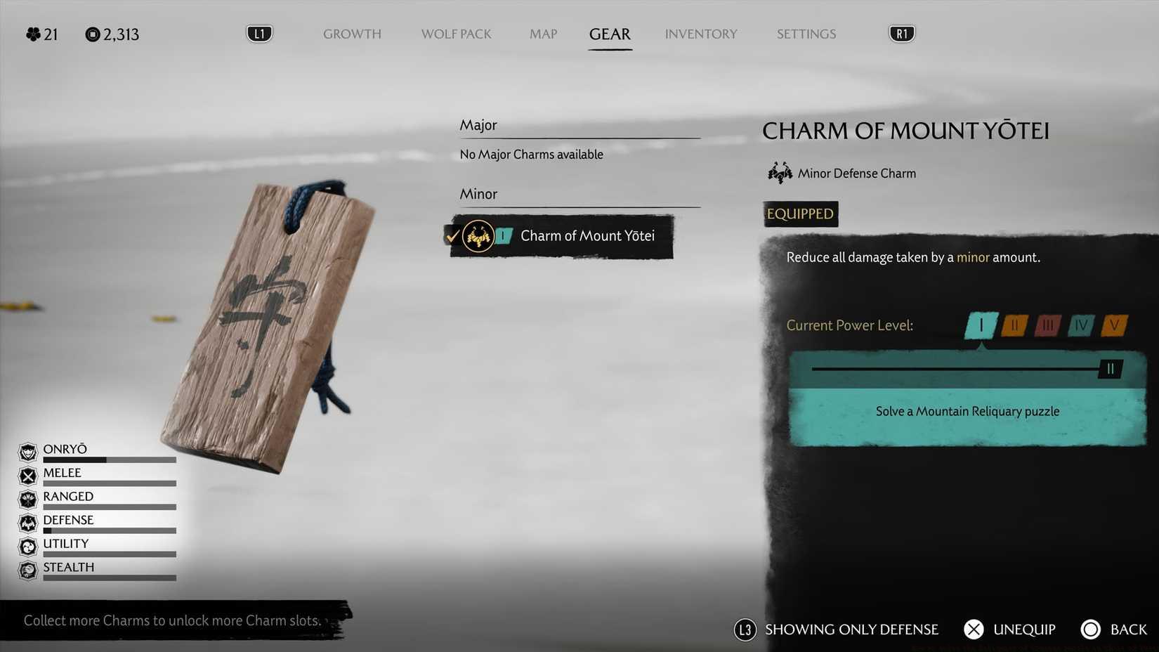 A Ghost of Yōtei screenshot showing the Charm of Mount Yōtei and its description