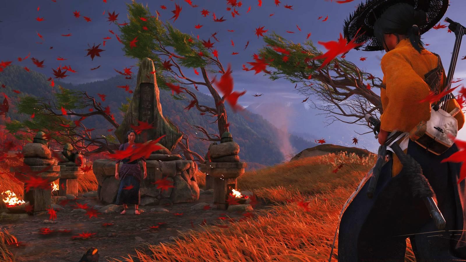 A Ghost of Yotei screenshot showing Atsu in front of the Reliquary of Strength