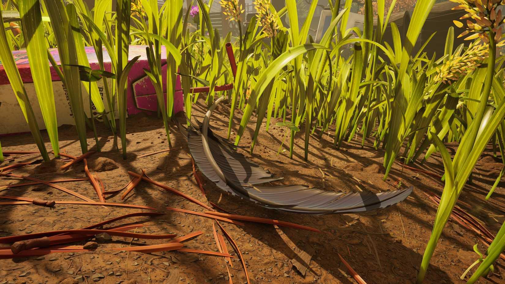 A crow feather in Grounded 2