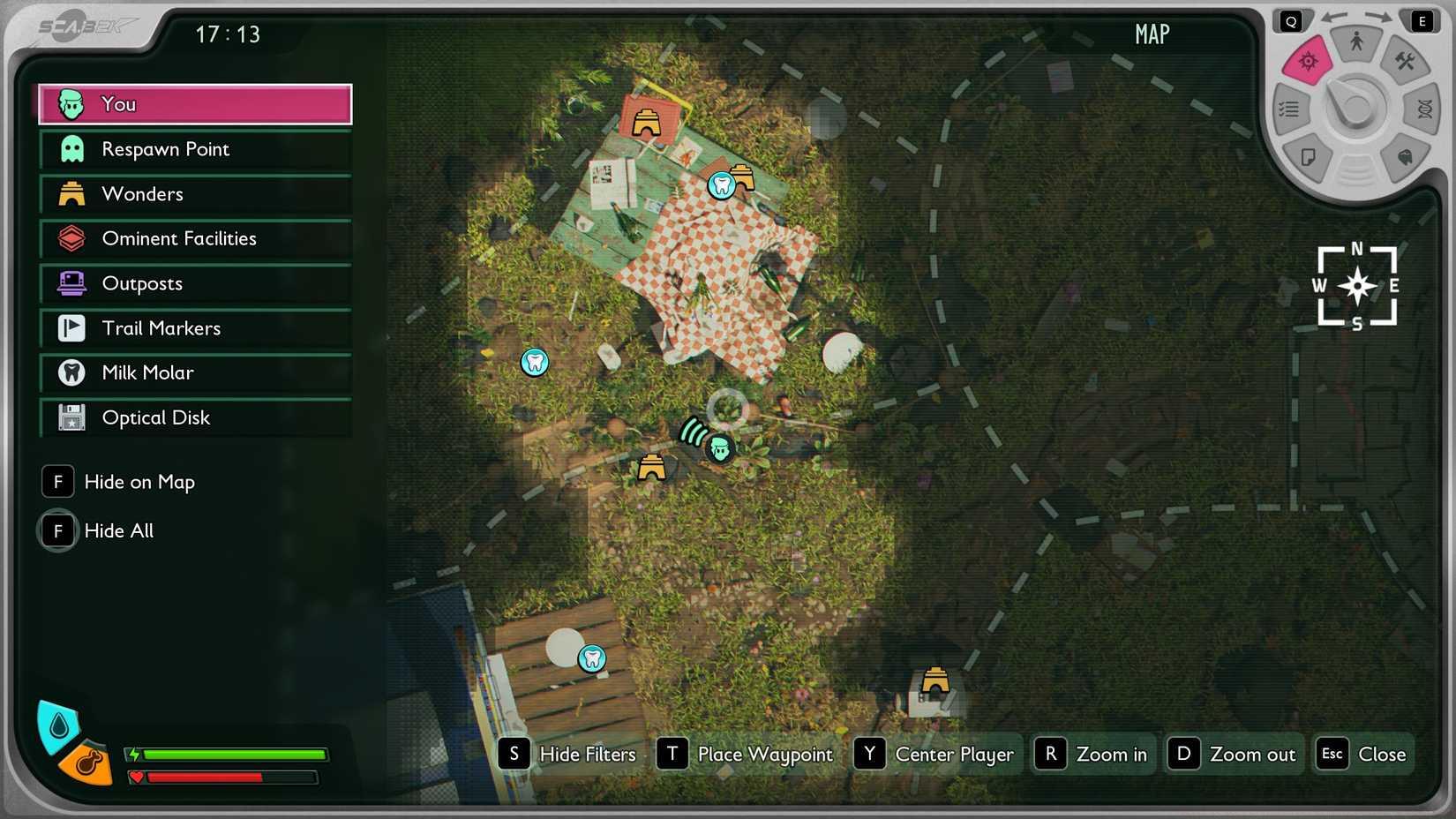 A map showing where to find milkweed in Grounded 2