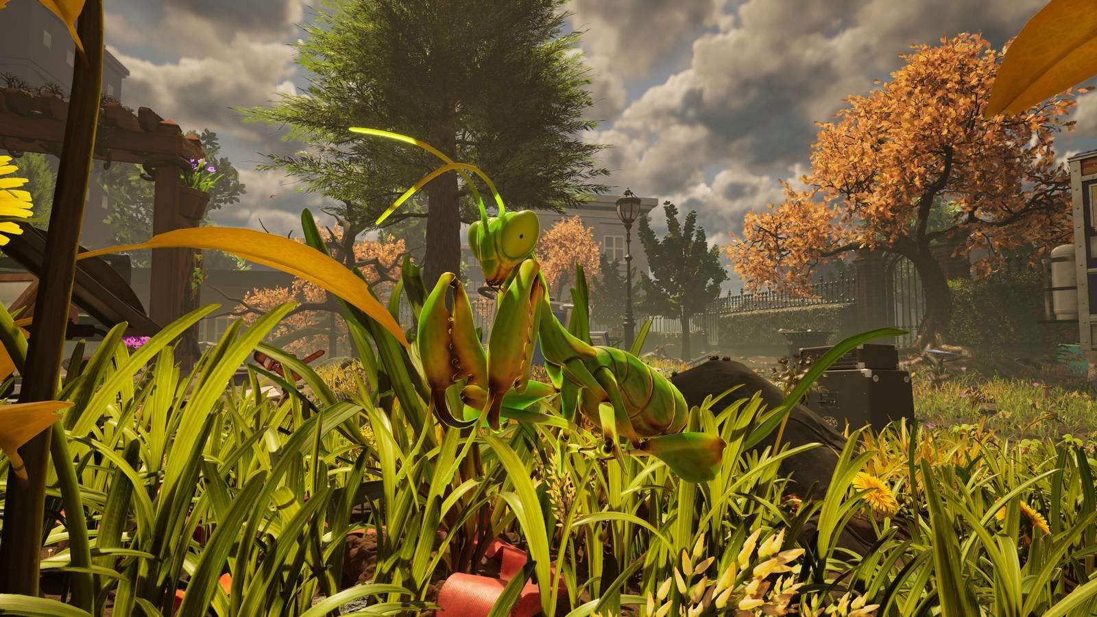 A non-aggressive praying mantis nymph in Grounded 2