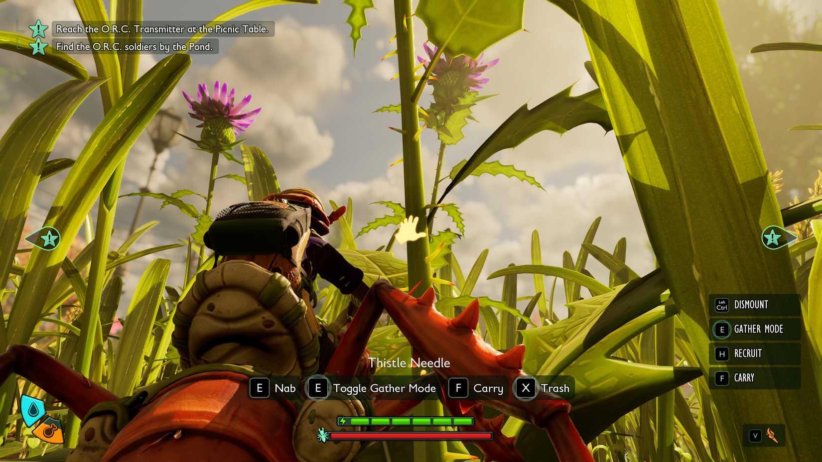 Willow collecting thistle needles in Grounded 2