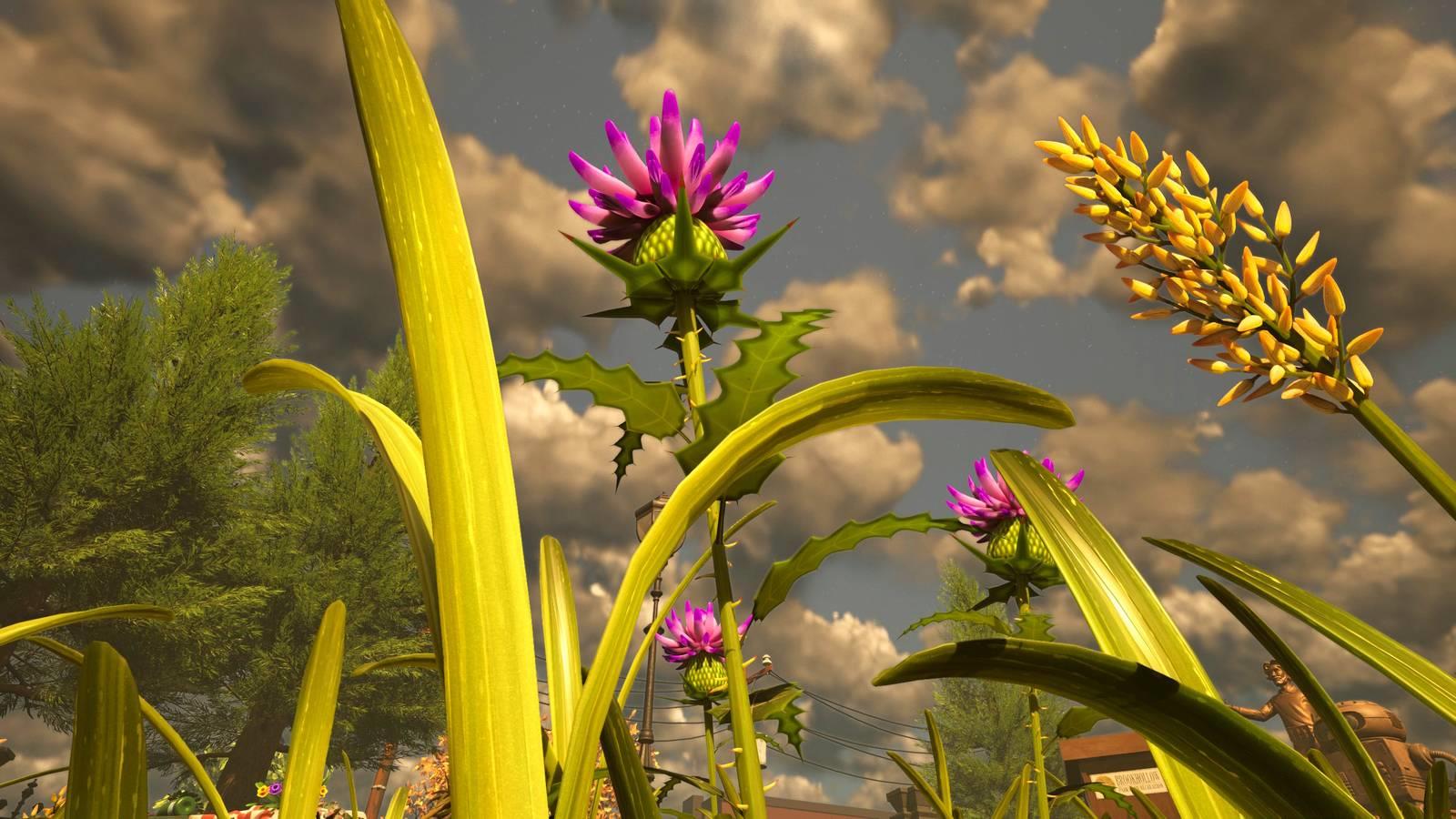 A thistle in Grounded 2, with several thistle needles sprouting from its stalk