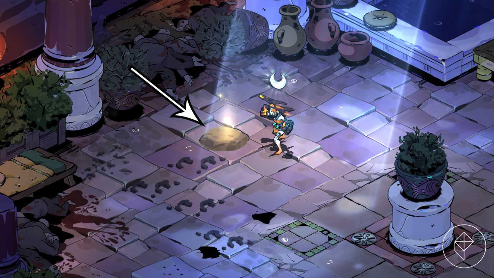 A digging spot containing garlic cloves in Hades 2.
