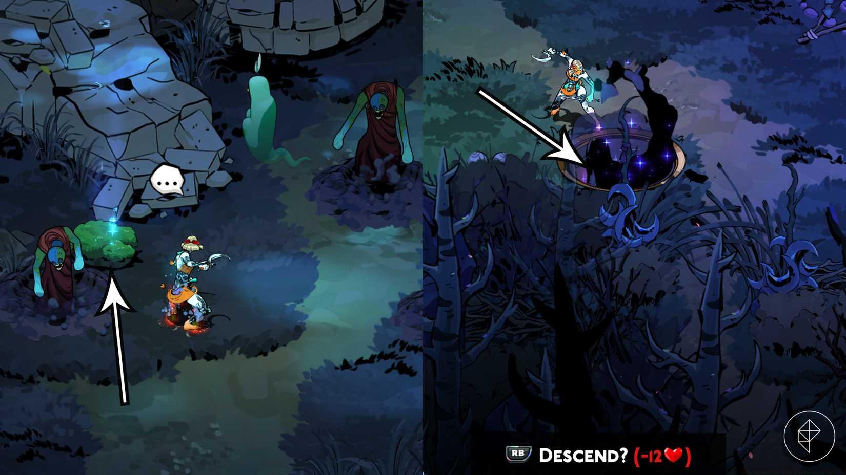 A piece of Moss and the entrance to Chaos in Hades 2.