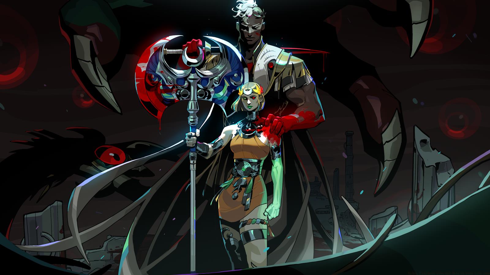 Ares holds an axe next to Melinoe in key art for Hades 2