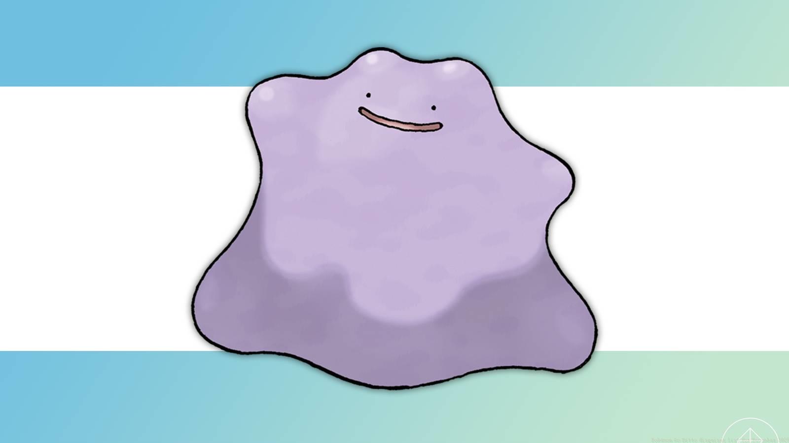 Ditto over a blue and green gradient