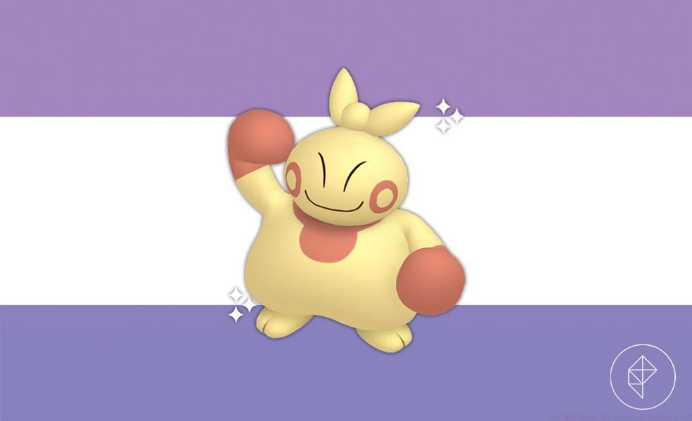 Shiny Makuhita on a purple gradient background