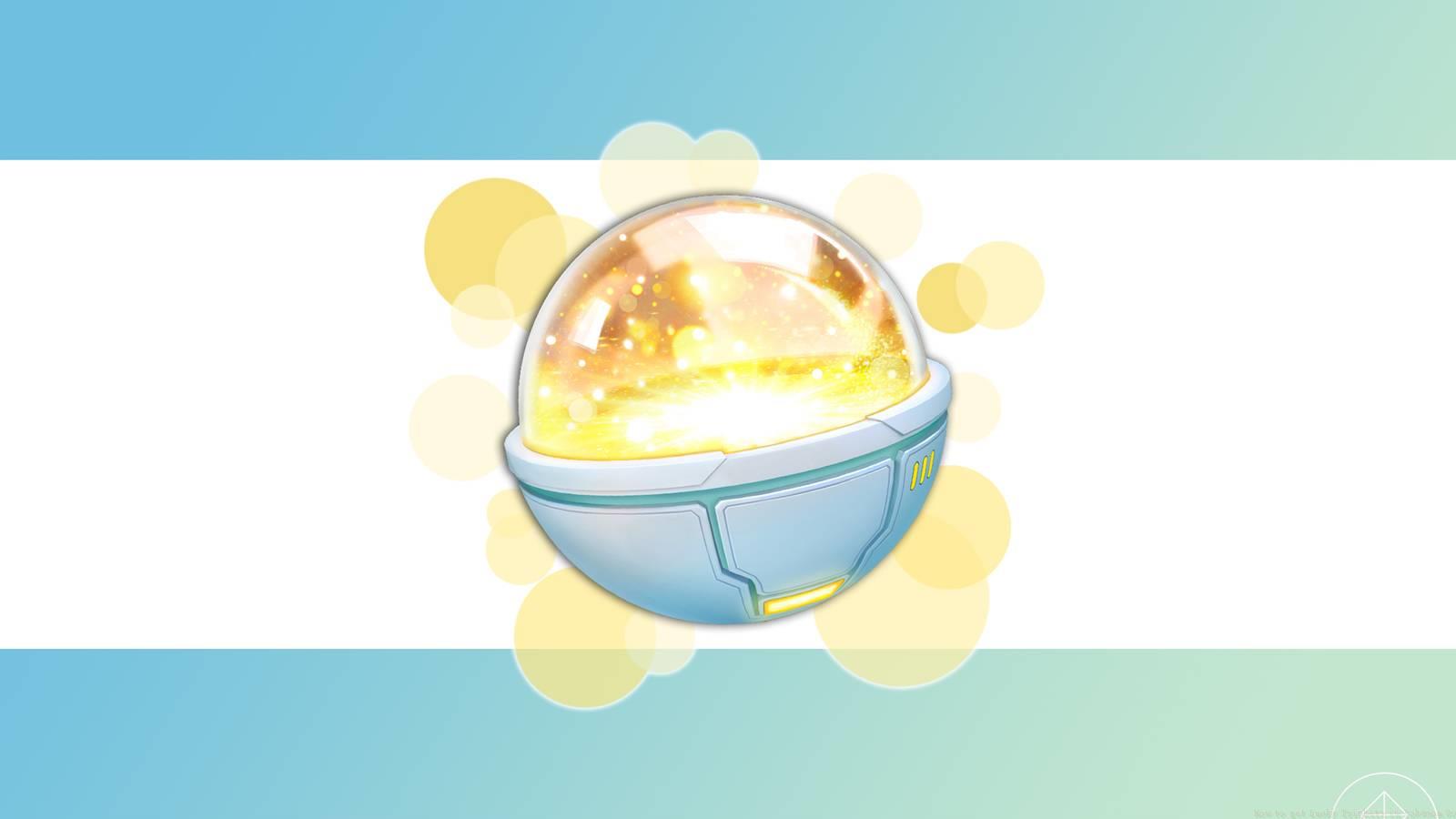 A Lucky Trinket in Pokémon Go with some bokeh effects behind it.