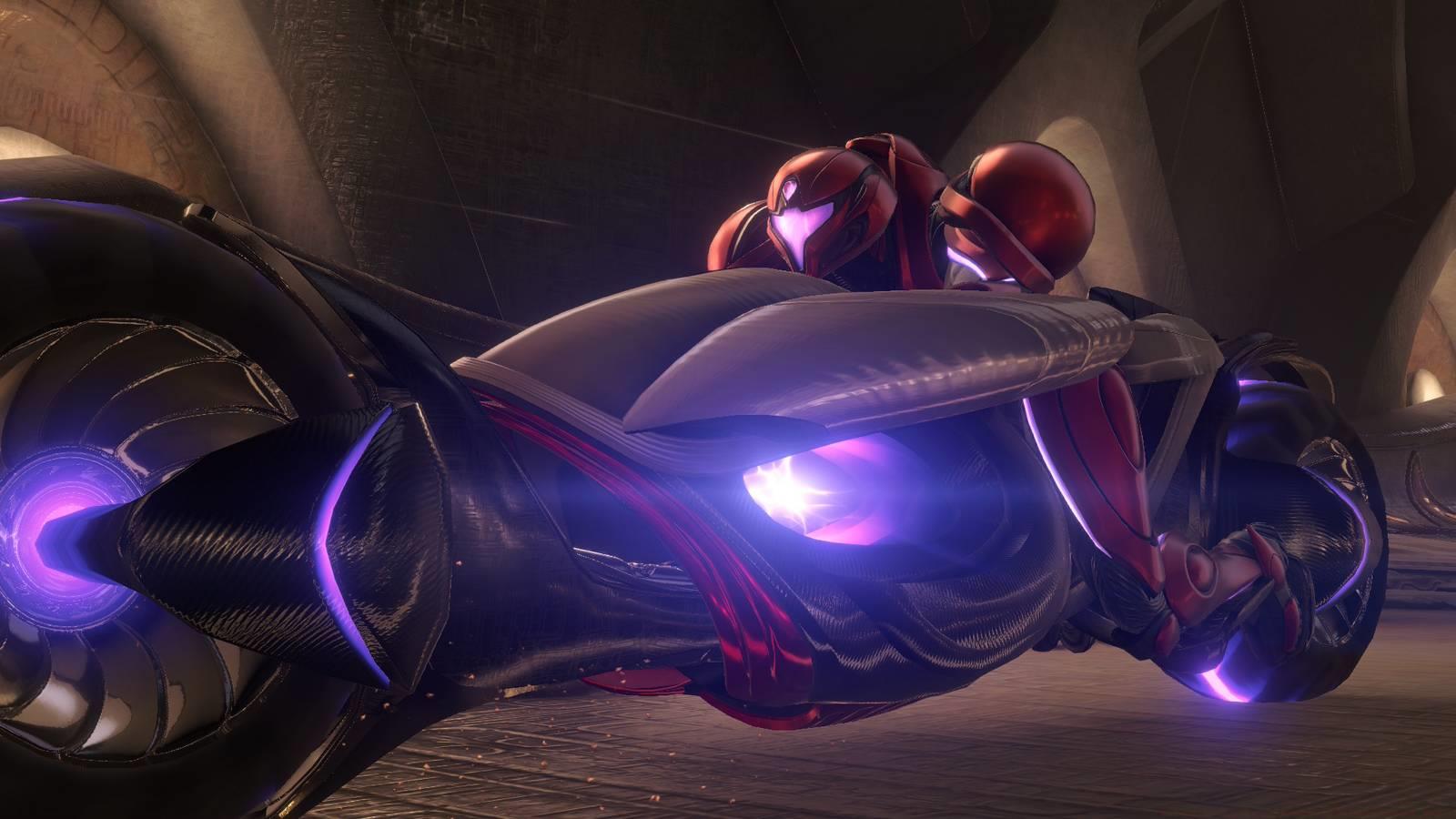Samus on the Vi-O-La in Metroid Prime 4