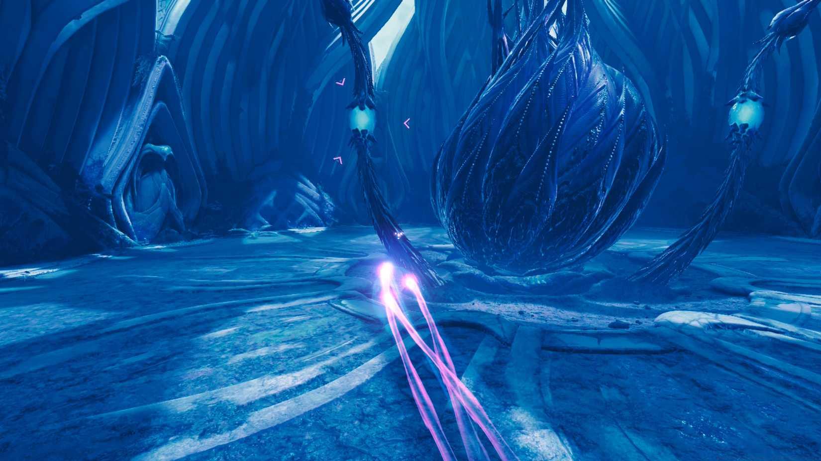A controlled shot in Metroid Prime 4's Carvex boss fight
