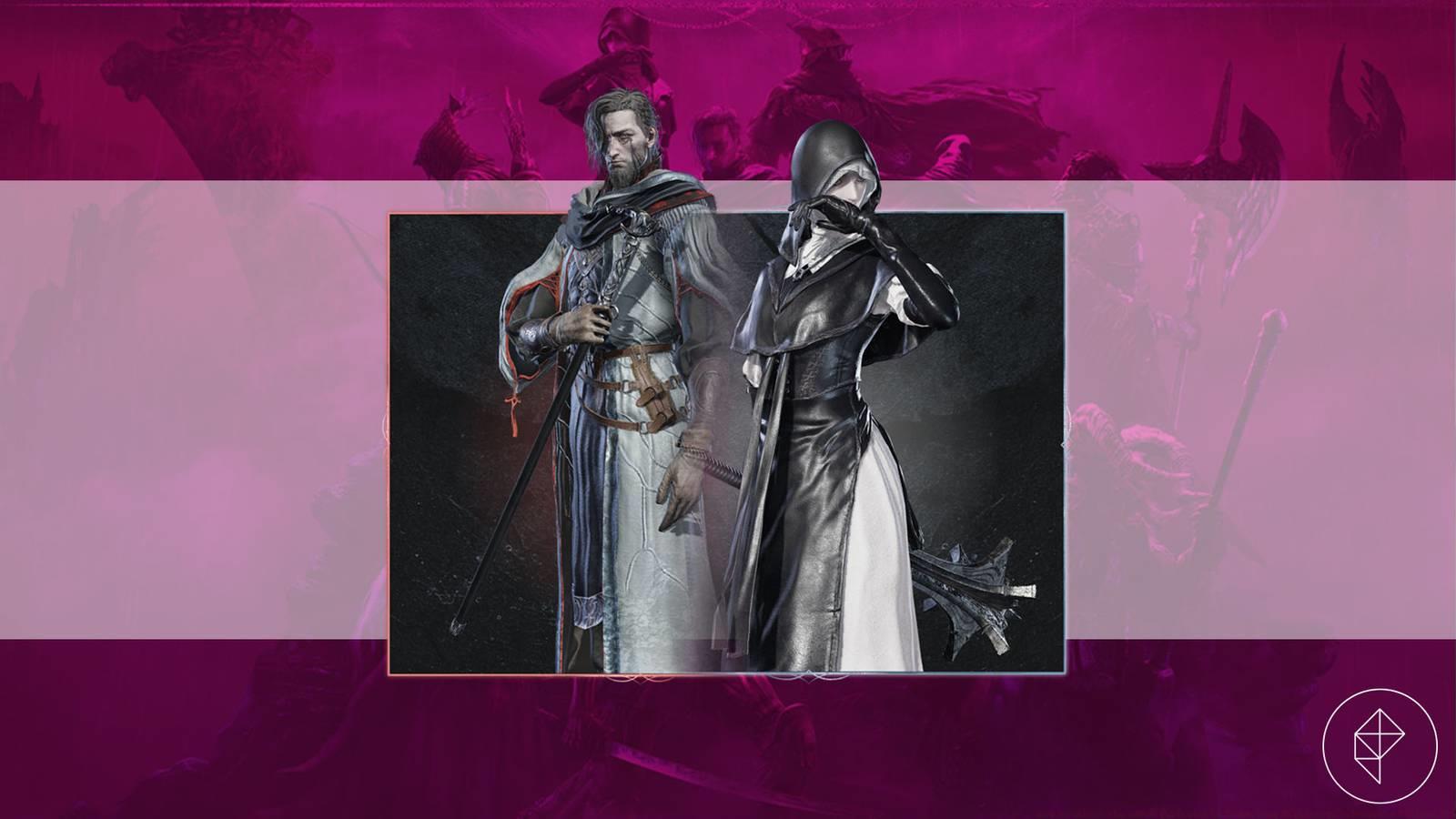 A montage showing the Undertaker and the Scholar characters from Elden Ring Nightreign The Forsaken Hollow DLC