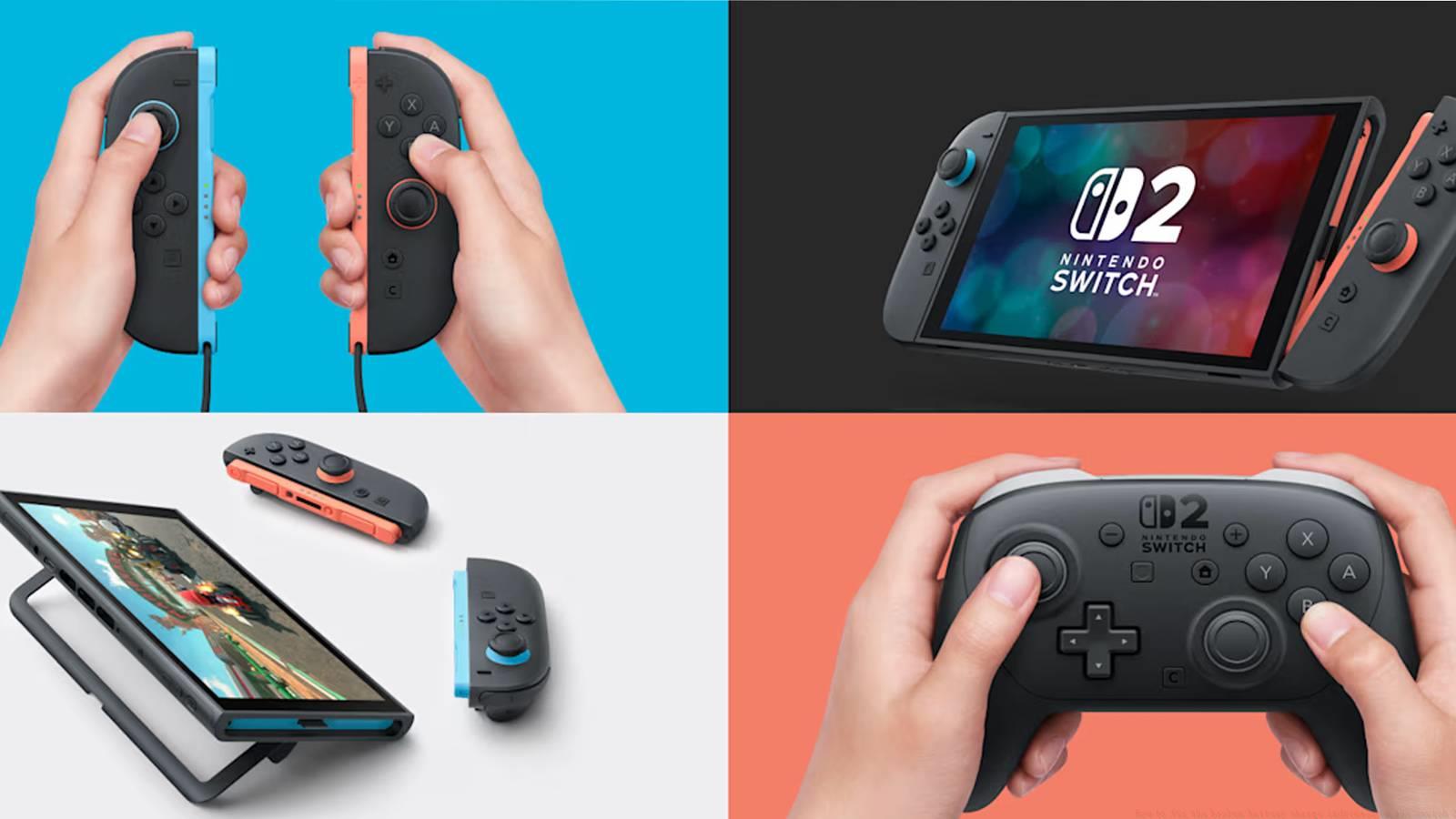 A compilation of four promo pictures for the Switch 2.