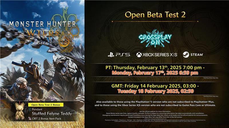 When does the second Monster Hunter Wilds open beta start?