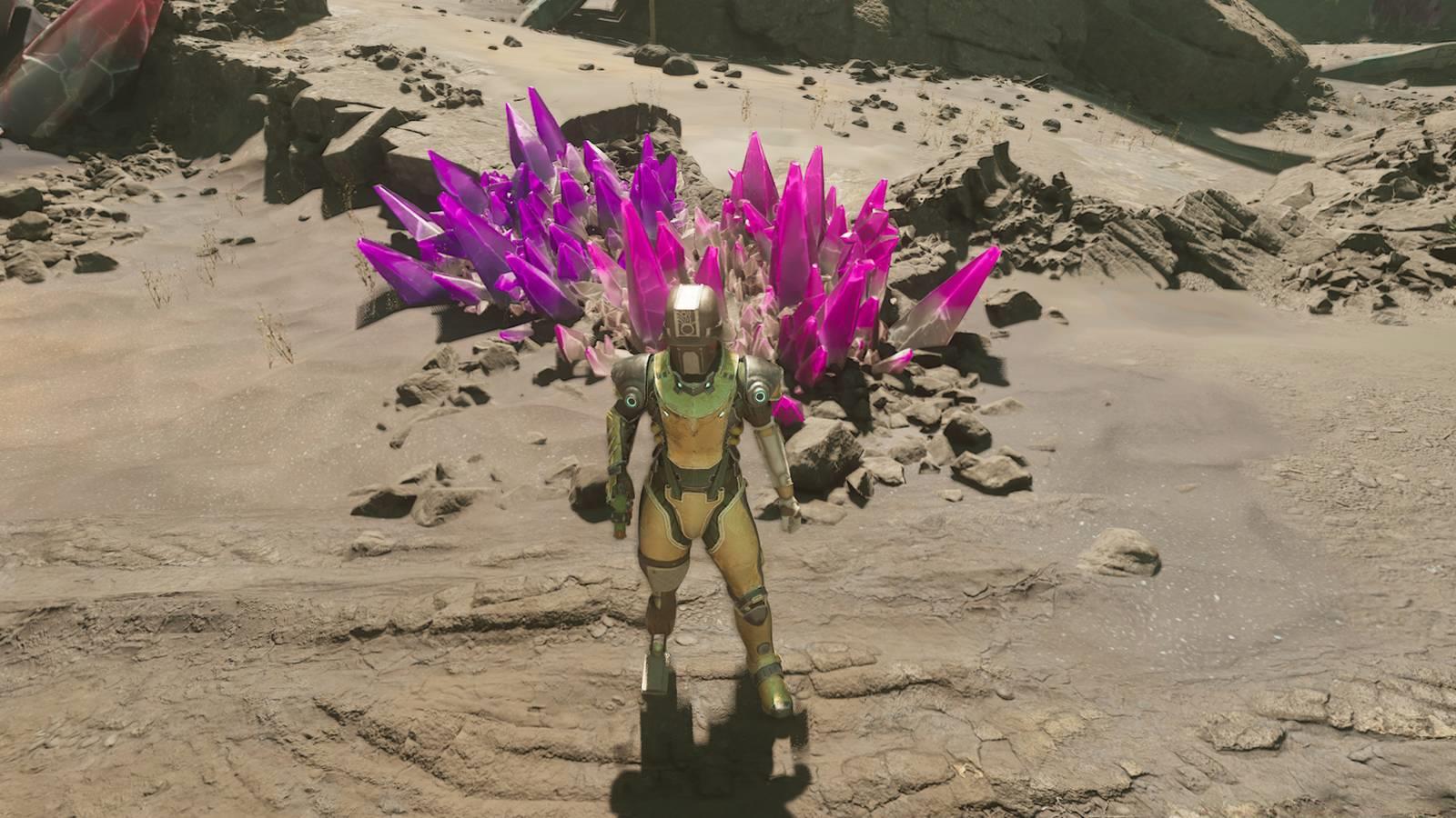 A player character seen from a third-person perspective in The Outer Worlds 2.