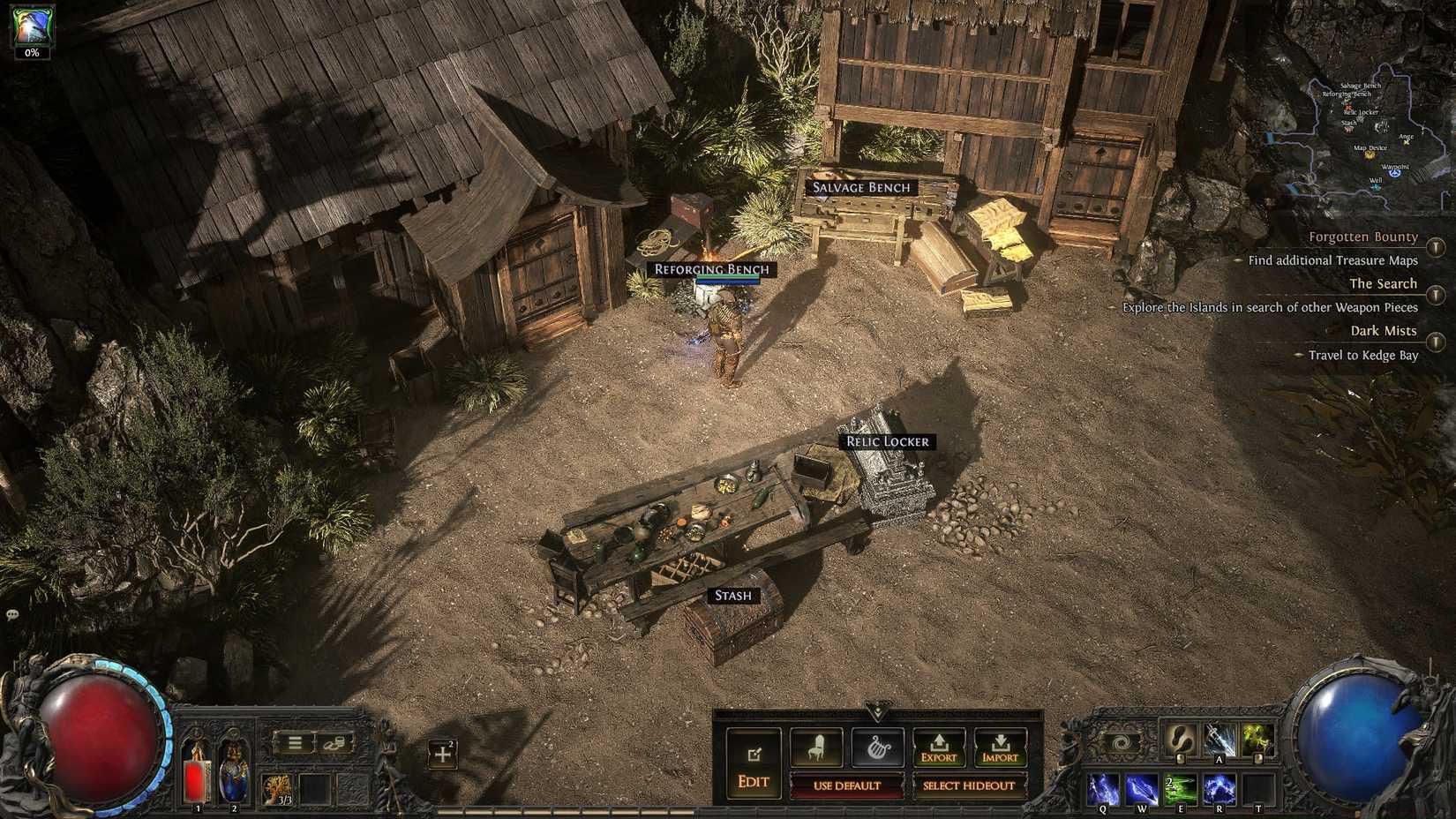 A Path of Exile 2 screenshot showing the Shoreline Hideout