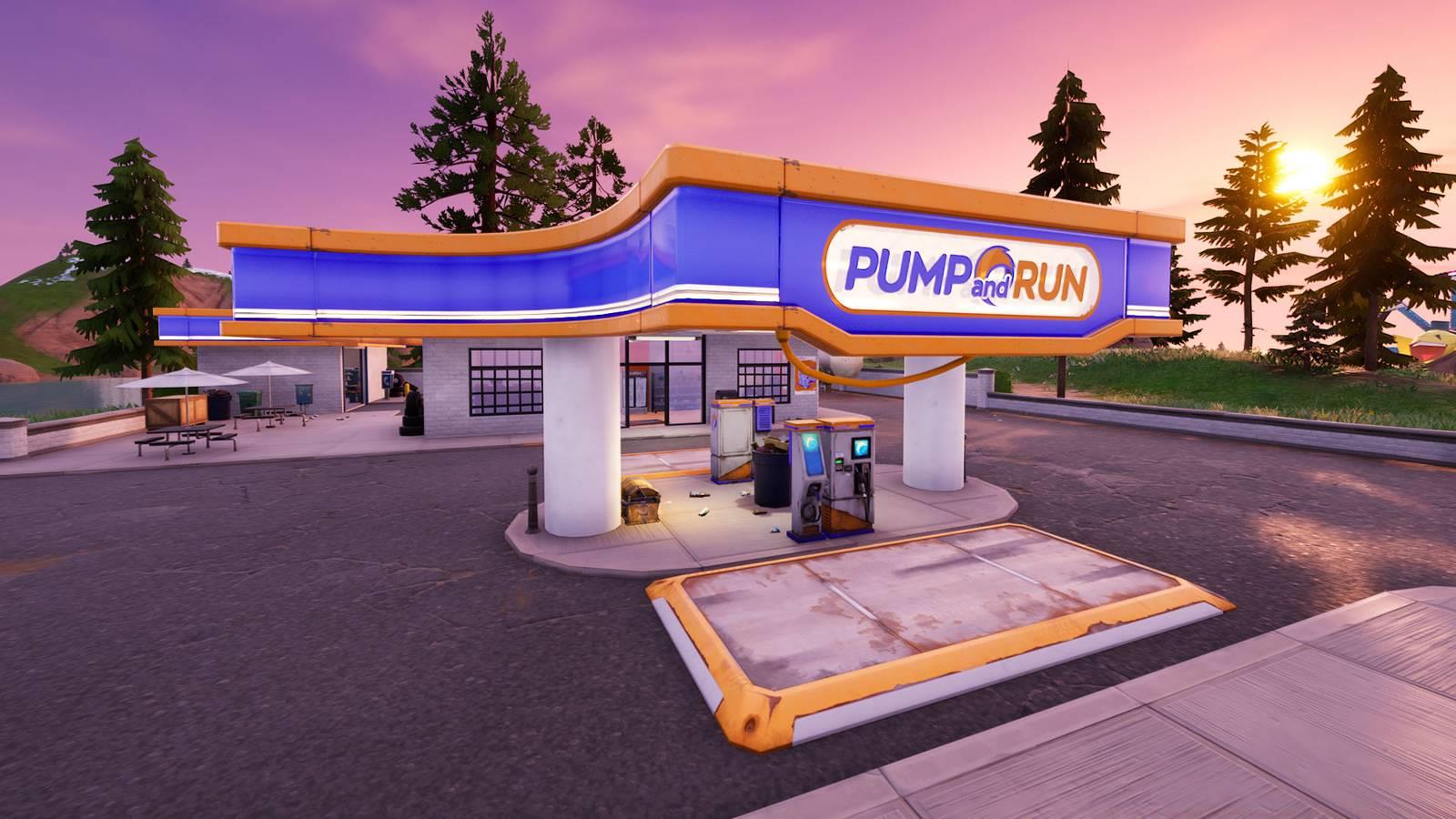 A Pump and Run gas station in Fortnite.
