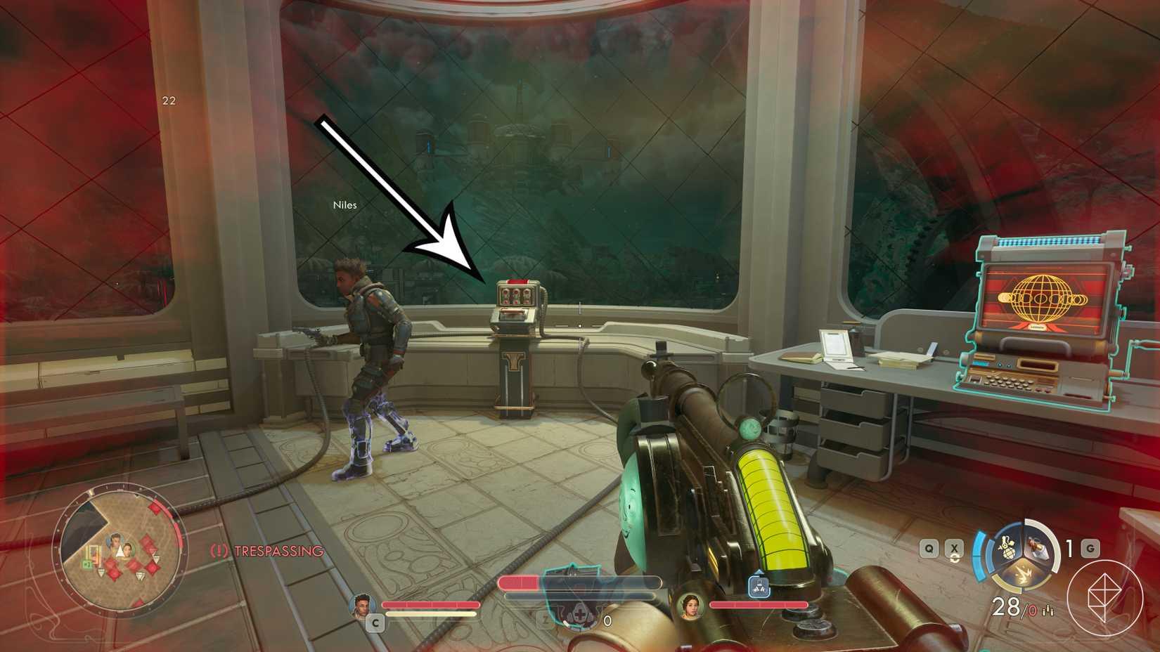 The lever that lowers the Bridge of the Reverent in The Outer Worlds 2.