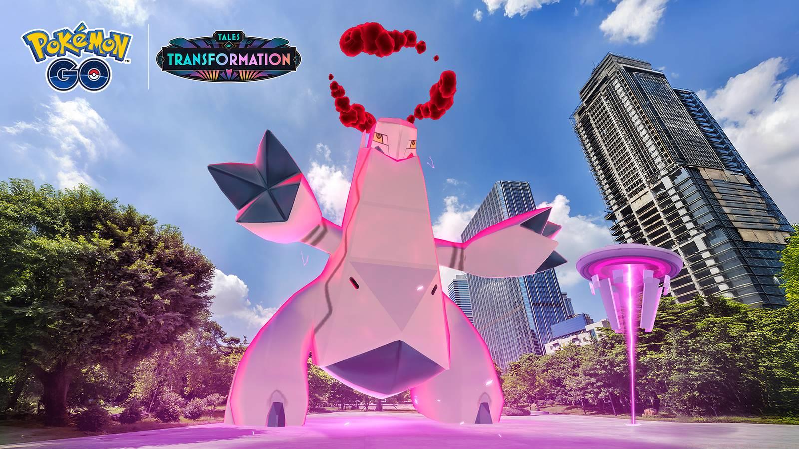 Dynamax Duraludon in a city in Pokémon Go