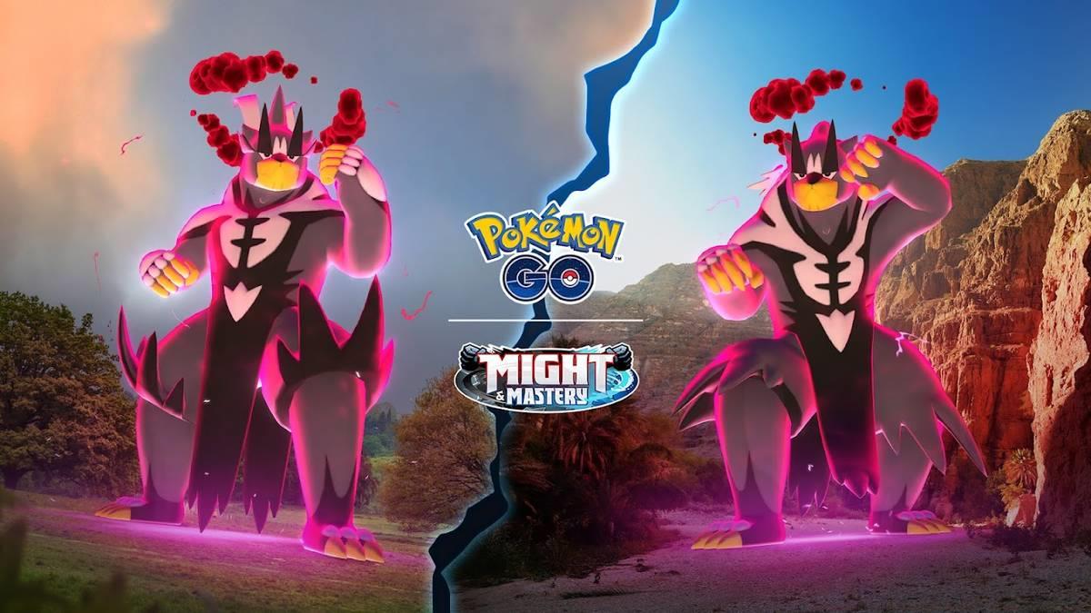 Both forms of Urshifu pose in the wilderness in Pokémon Go.