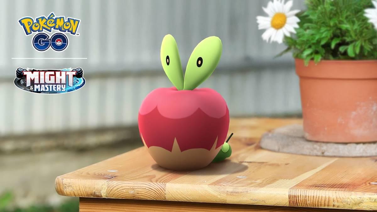 An Applin from Pokémon Go on a table