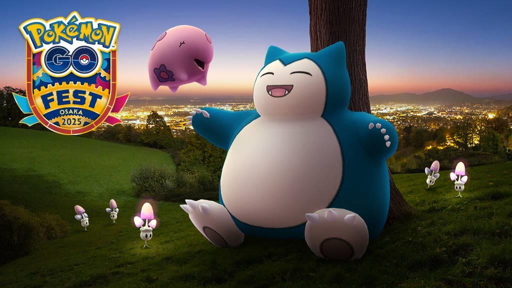 A Snorlax with a Munna and Morelull in Pokémon Go