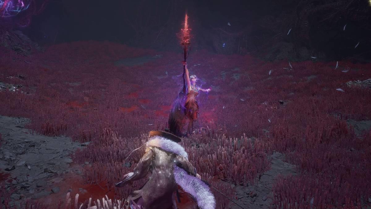 Bo Magus raises her staff in the air getting ready to strike in Wuchang: Fallen Feathers